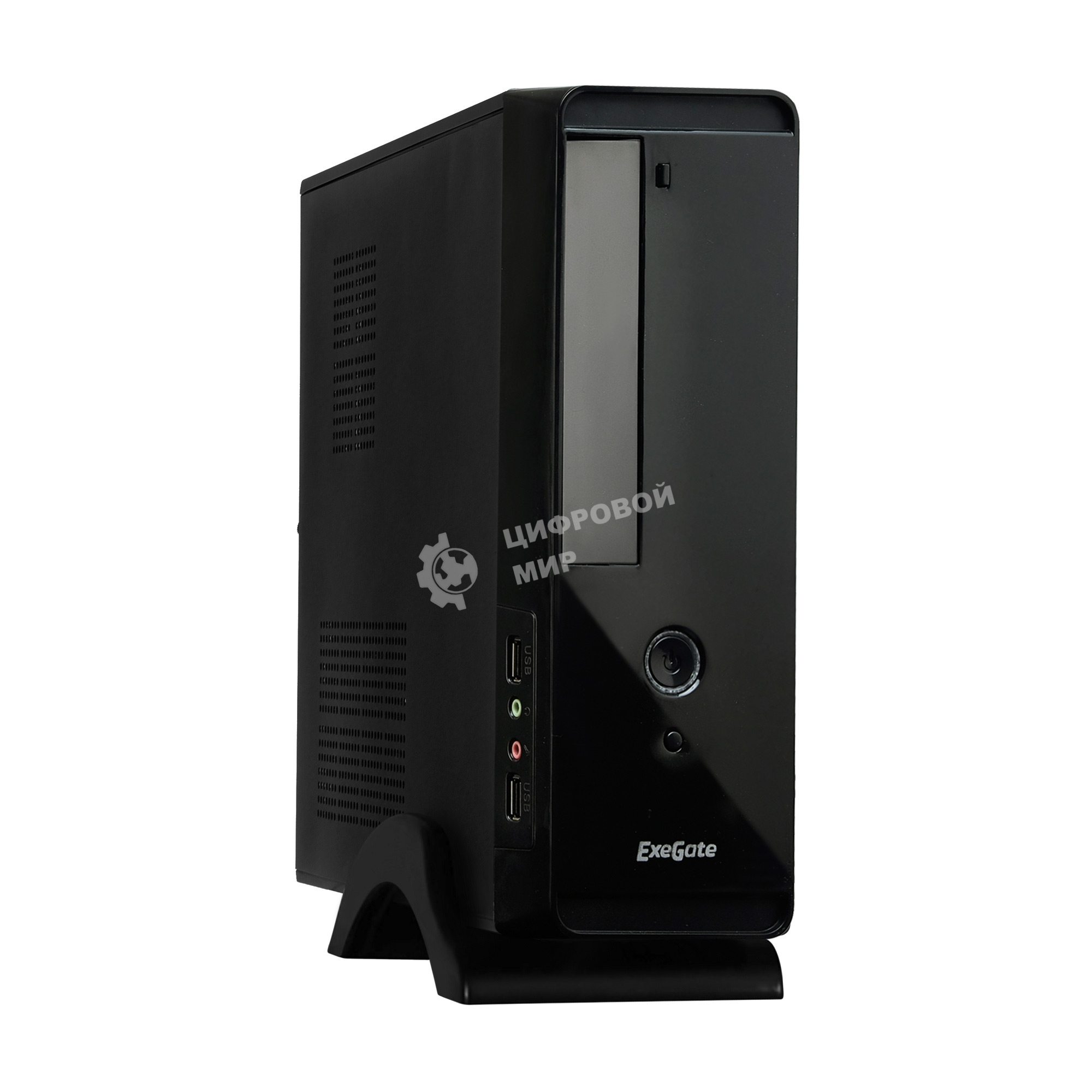 Компьютерный корпус MiniITX ExeGate MI-209 Black, miniITX/mATX, (M350, 80мм), 2хUSB, Audio