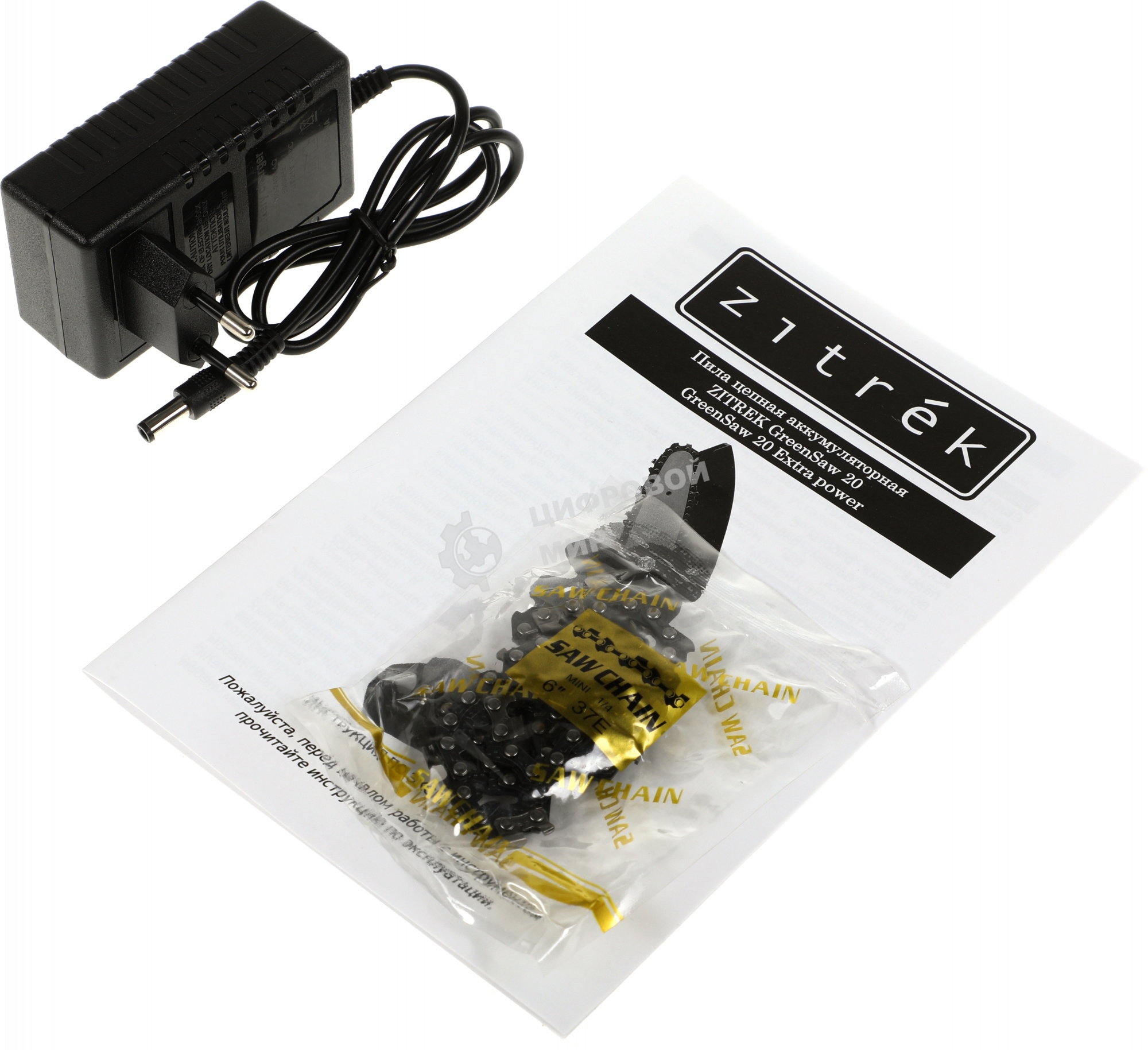 Пила цепная аккумуляторная ZITREK GreenSaw 20 Extra power 20В, 3А·ч Li-ion аккум. 1шт, 1,5А·ч Li-ion аккум. 1шт, ЗУ