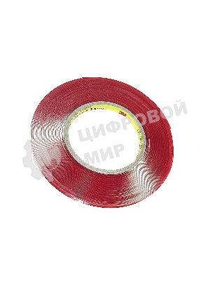 Скотч двусторонний прозрачный 3M 865373 с красной защитной лентой толщина 1мм, ширина 2мм длина 10м