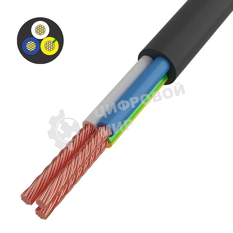 Провод соединительный ПВС Rexant 3x1,5 мм², черный, длина 20 метров, ГОСТ 7399-97