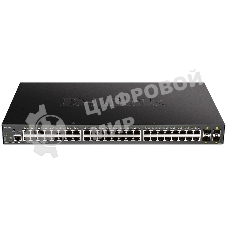 Коммутатор D-Link DGS-1250-52XMP/A1A, L2 Smart Switch with 48 10/100/1000Base-T ports and 4 10Gbase-X SFP+ ports (48 PoE ports 802.3af/802.3at (30 W), PoE Budget 370W).16K Mac address, 802.3x Flow Control, 4K