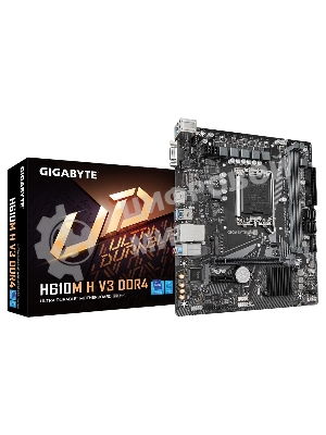 Материнская плата Gigabyte H610M H V3 DDR4, LGA 1700, Intel H610, 2xDDR4, 4xSATA, 1xM.2, 1xPCIe 4.0 x16, 1xPCIe x1, 1xHDMI, 1x 1Gb LAN, 2xUSB-A 3.2 Gen 1, 4xUSB-A 2.0, 3x 3.5 мм, 7.1, mATX