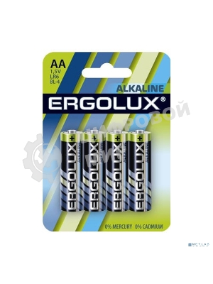 Элемент питания алкалиновый Ergolux LR6 BL-4 LR6 BL-4 1.5В Alkaline (блист.4шт)