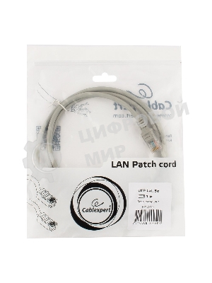 Патч-корд UTP Cablexpert cat.5e, 1м, литой, многожильный серый