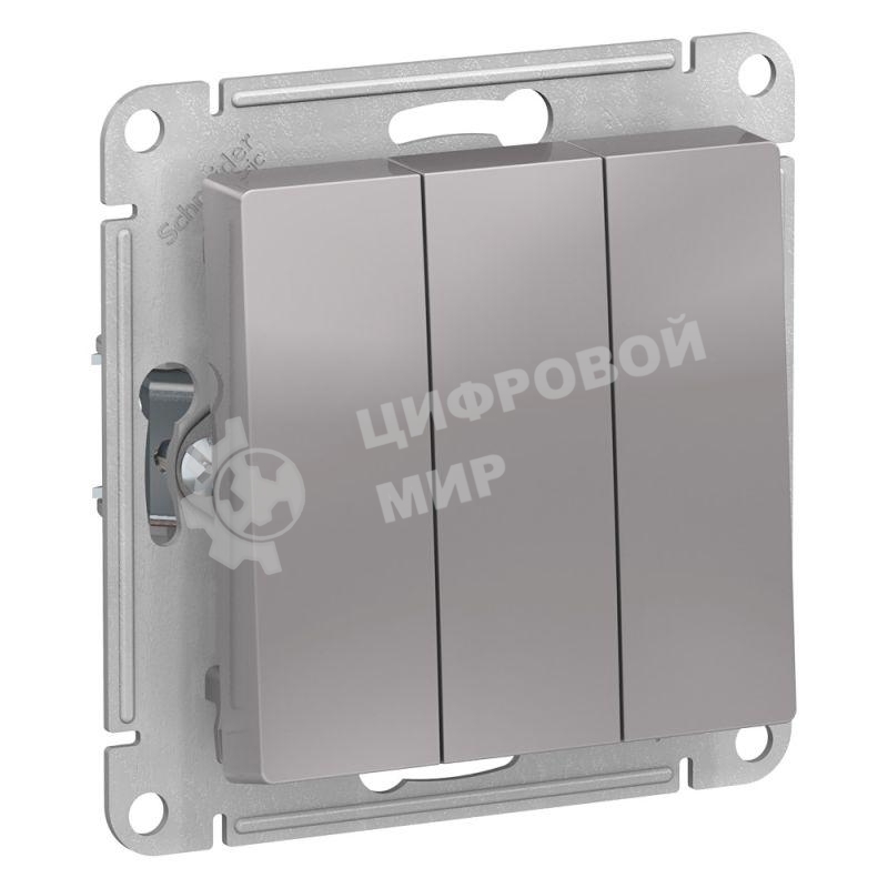 Механизм выключателя 3-кл. AtlasDesign (сх.1+1+1) 10АХ алюм. SchE ATN000331