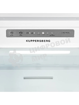 Встраиваемый холодильник Kuppersberg RBN 1961, High-Tech двухкамерный, полезный объем 334 л, суперохлаждение, суперзаморозка, функция отпуск, перевешиваемые двери (door slider), электронное управление, звуковая индикация открытой двери, NoFrost, зона свежести, LED освещение, инвертерный компрессор, энергоэффективность А++, уровень шума 35 дБ, белый