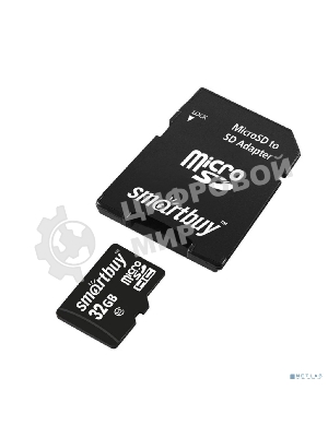 Флеш карта Micro SDHC 32Gb Smartbuy Class 10, адаптер в комплектеLE