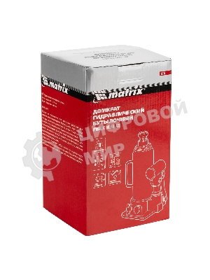 Домкрат гидравлический бутылочный Matrix, 10 т, h подъема 230–460 мм