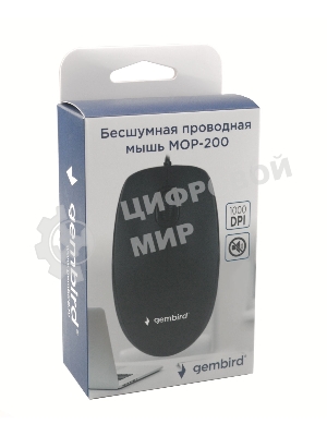 Мышь проводная Gembird MOP-200 черный, 1000 dpi, USB, кнопки - 3