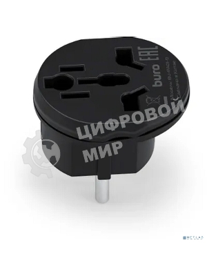 Адаптер-переходник Buro BU-PA01-B, 1 розетка, черный (пакет ПЭ)