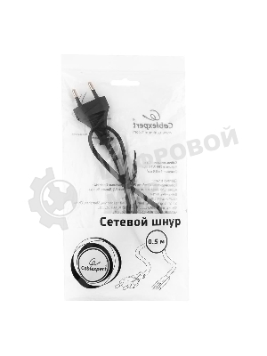 Кабель питания для ноутбуков, аудио/видео техники Gembird 0.5м, 2-pin, черный, пакет