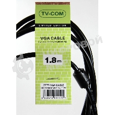Кабель соединительный SVGA (15M/M) 1,8m 2 фильтра TV-COM QCG120H-1.8M