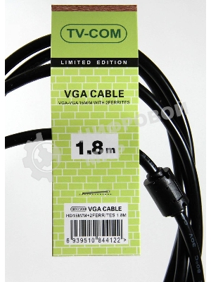 Кабель соединительный SVGA (15M/M) 1,8m 2 фильтра TV-COM QCG120H-1.8M