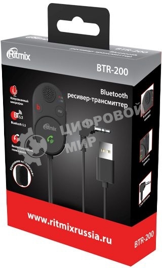 Автомобильный FM-модулятор Ritmix BTR-200 черный BT USB (80002461)