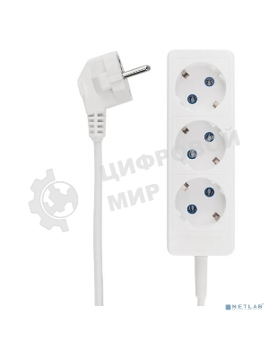 Удлинитель STANDARD 3 гнезда, 3м, 3х1,0мм², с/з, белый Rexant