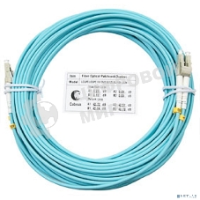 Комм. шнур оптический Cabeus Tight Buffer, Duplex LC/LC, OM3 50/125, LSZH, 15м, Ø 3мм, серый хвостовик, аква