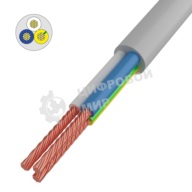 Провод соединительный ПВС Rexant 3x1,0 мм², белый, длина 20 метров, ГОСТ 7399-97