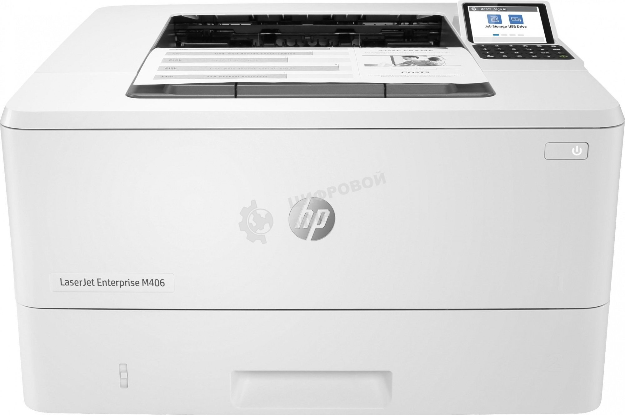 Принтер лазерный HP LaserJet Enterprise M406dn (3PZ15A), A4, ч/б, печ. до 40 стр/мин., 1200 x 1200 dpi, USB, RJ-45, Air Print, Mopria