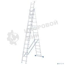 Лестница Сибртех, 3 х 14 ступеней, алюминиевая, трехсекционная