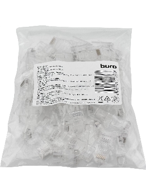 Коннектор Buro RJ45 прозрачный (упак.: 50 шт)