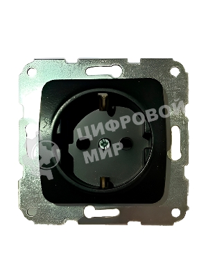 Розетка Kranz DEA 1-ая с/з с/у 16А мех. черный металлик KR-78-0331