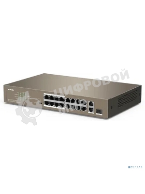 Коммутатор неуправляемый IP-COM F1118P-16-150W PoE, 18 портов, 18х100 Мбит/с, 2x1 Гбит/с, PoE 16х30 Вт (до 130Вт)