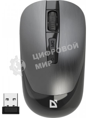Мышь беспроводная Defender Wave MM-995 серебристый, 1600 dpi, радиоканал, USB, кнопки - 4