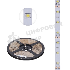 Лента светодиодная 12В, SMD2835, 4,8Вт/м, 60 LED/м, 6500К, 8мм, 20м, для БП с клеммами, IP20 LAMPER