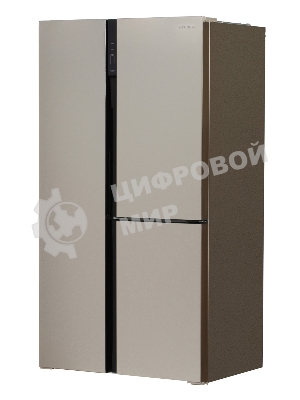 Холодильник Hyundai CS6073FV шампань трехкамерный 329/223л морозилка сбоку, No Frost, Side by Side