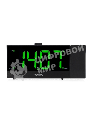 Радиобудильник Hyundai H-RCL243 черный LCD проек.изоб. подсв:зеленая часы:цифровые FM