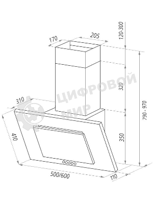 Вытяжка наклонная Maunfeld Tower C 60 черный, 60 см, 650 куб. м/ч, 51 дБ