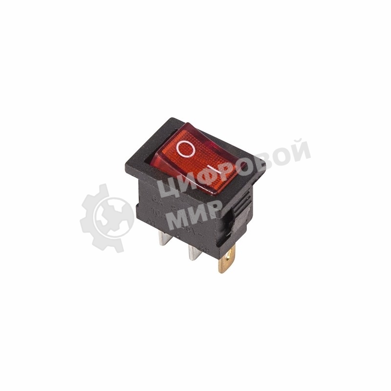 Выключатель клавишный Rexant 250V 6А (3с) ON-OFF красный с подсветкой Mini