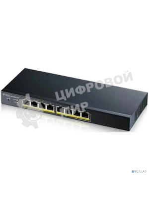 Коммутатор Smart L2 PoE+ Zyxel GS1900-8HP, 8xGE PoE+, настольный, бесшумный, бюджет PoE 70 Вт