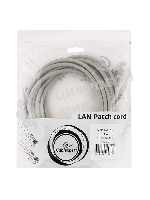 Патч-корд UTP Cablexpert cat.5e, 3м, литой, многожильный серый