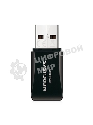 Сетевой адаптер USB2.0 адаптер Mercusys MW300UM, 300 Мбит/с, компактный