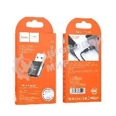 Переходник USB2.0 OTG Hoco, AM/Type-C(F), UA17, черный, коробка