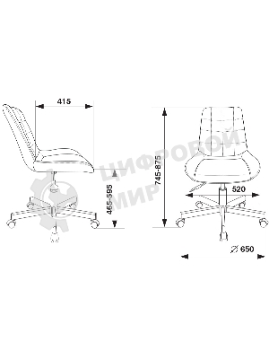 Кресло компьютерное Бюрократ CH-350M/BLACK без подлокотников, черный, искусст.кожа/ткань, крестовина хром