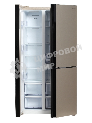 Холодильник Hyundai CS6073FV шампань трехкамерный 329/223л морозилка сбоку, No Frost, Side by Side