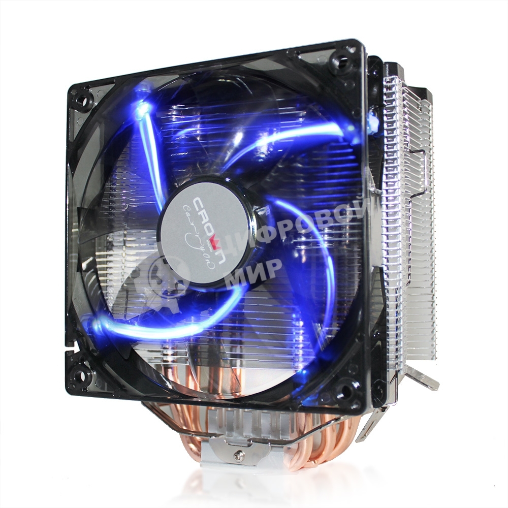 Кулер для процессора Crown CM-5 прозрачный/черный, 120 мм, 1500 об/мин, 30.8 дБ, 4 pin, 187 Вт, 148 мм