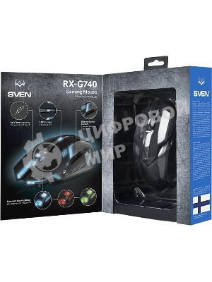 Мышь проводная SVEN RX-G740 черный, 2400 dpi, USB, кнопки - 6