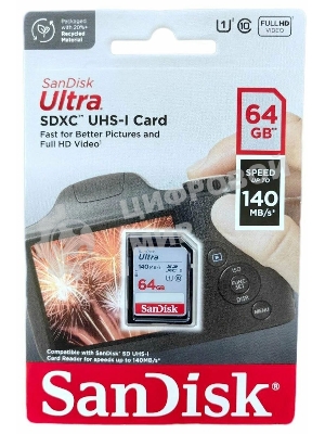 Флеш карта SANDISK SDXC 64Gb UHS-I SDSDUNB-064G-GN6IN