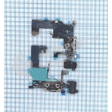 Шлейф разъема питания с аудио-разъемом для iPhone 5 черный