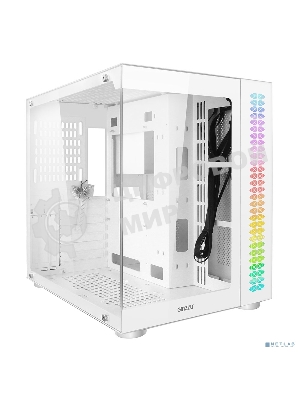 Компьютерный корпус Ginzzu V580 RGb подсветка, закаленное стекло 1хUSB 3.0,1хUSB 2.0, AU белый ATX