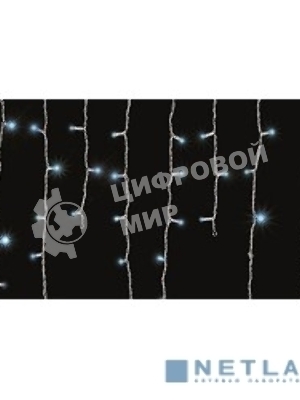 Новогодние светоукрашения Neon-night гирлянда Айсикл (бахрома) светодиодный, 1,8 х 0,5 м., белый провод, 220В, диоды синие