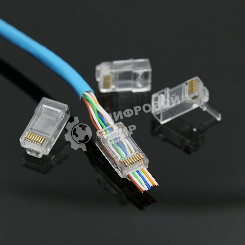 Коннектор RJ-45 (8P8C) LC-PTU-01/10 вилка универсальная. cat.5e. со сквозным отверстием(10 шт.)