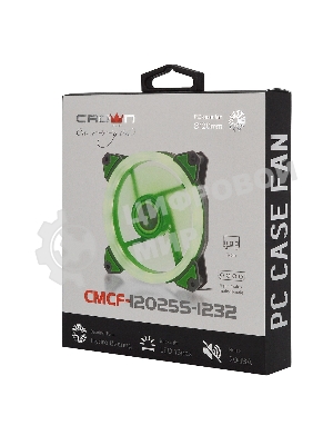 Вентилятор для корпуса Crown CMCF-12025S-1232 черный/зеленый, 120 мм, 1650 об/мин, 23 дБ, 3 pin