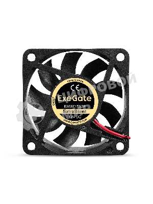 Вентилятор 12В DC ExeGate ExtraSilent ES06015S2P (60x60x15 мм, Sleeve bearing (подшипник скольжения), 2pin, 2500RPM, 17dBA)