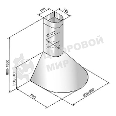 Вытяжка каминная Elikor Эпсилон 50П-430-П3Л белый/золотистый, 50 см, 430 куб. м/ч, 54 дБ