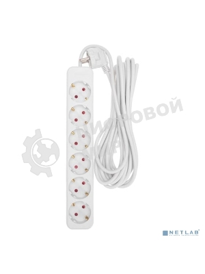 Удлинитель STANDARD 6 гнезд, 5м, 3х1,0мм², с/з, белый REXANT