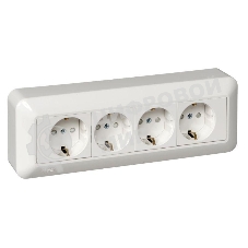 Розетка WESSEN RA16-411M-BIПрима Бел 4-я с/з с з/ш 16А наружная в сборе с монт.пласт.